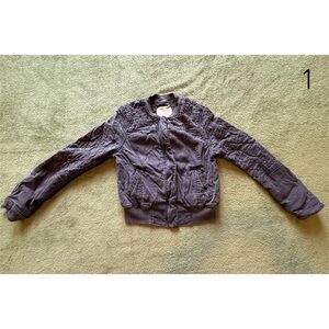 Anthropologie Hei Hei XS Quilted Bomber Jacket in Dark Gray